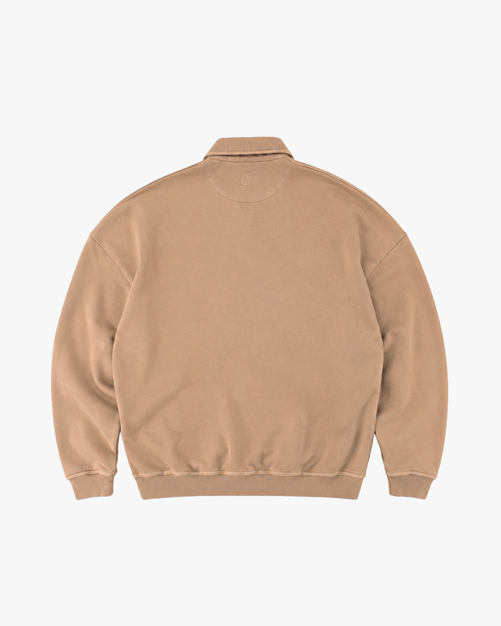 Untapped London Field Quarter Zip in Sandstone, heavyweight cotton quarter-zip top