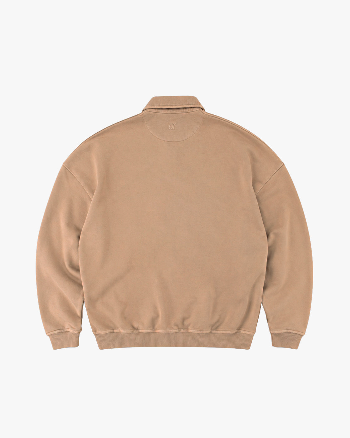 Untapped London Field Quarter Zip in Sandstone, heavyweight cotton quarter-zip top