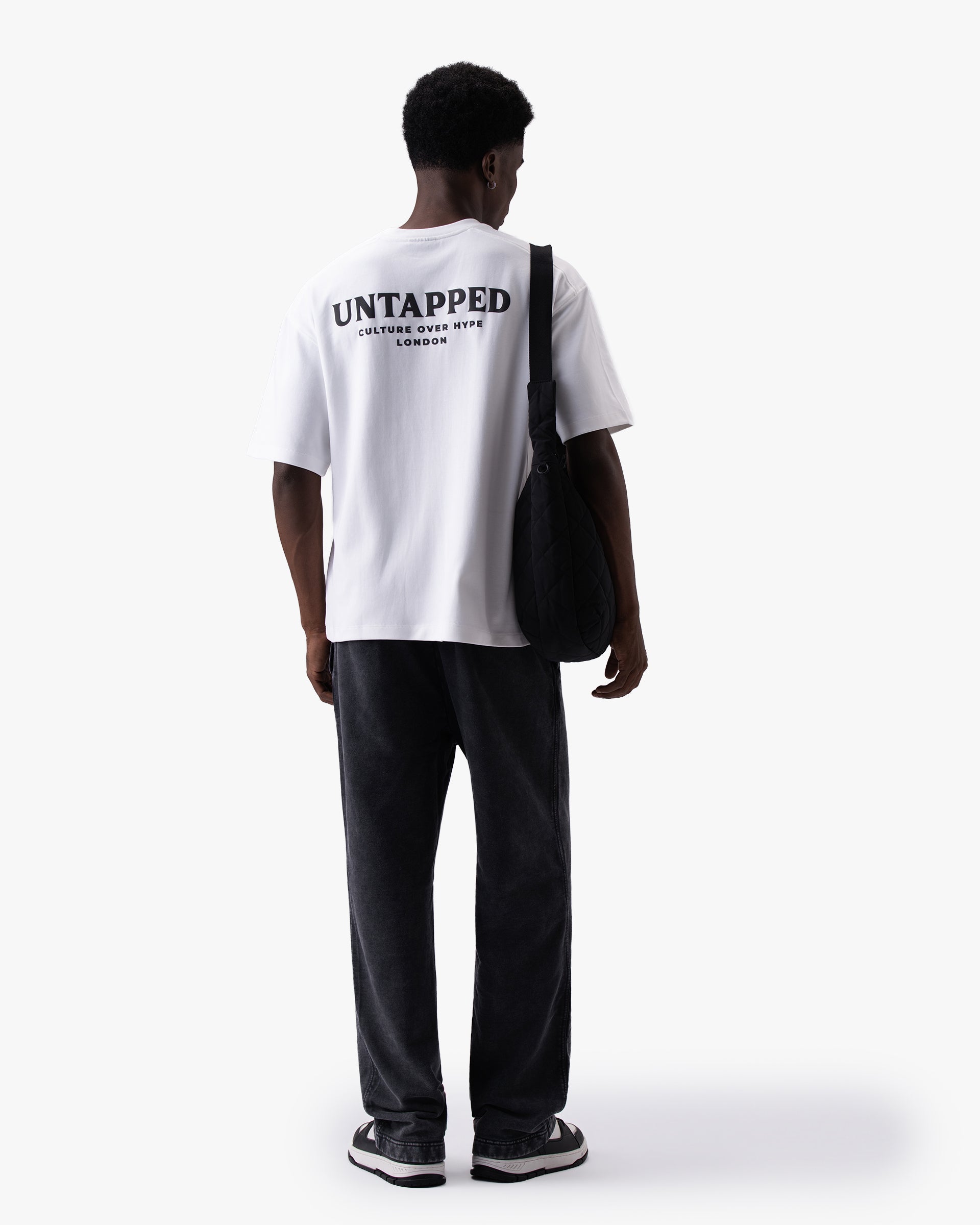 Untapped London Signature Tee in Vintage White, oversized heavyweight cotton t-shirt with HD print