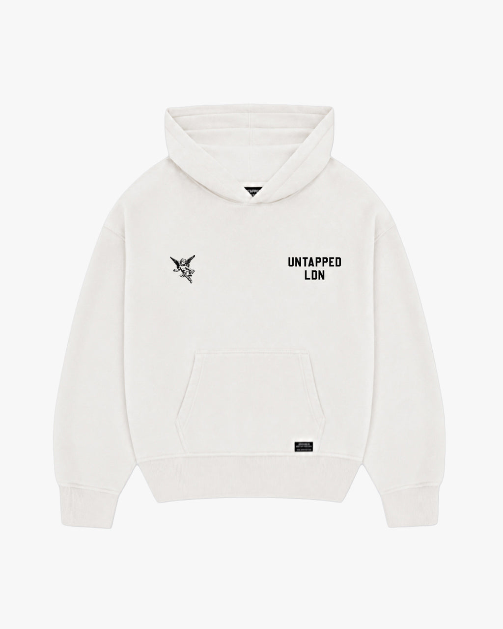 Untapped London Heritage Hoodie in Vintage White, oversized heavyweight cotton hoodie