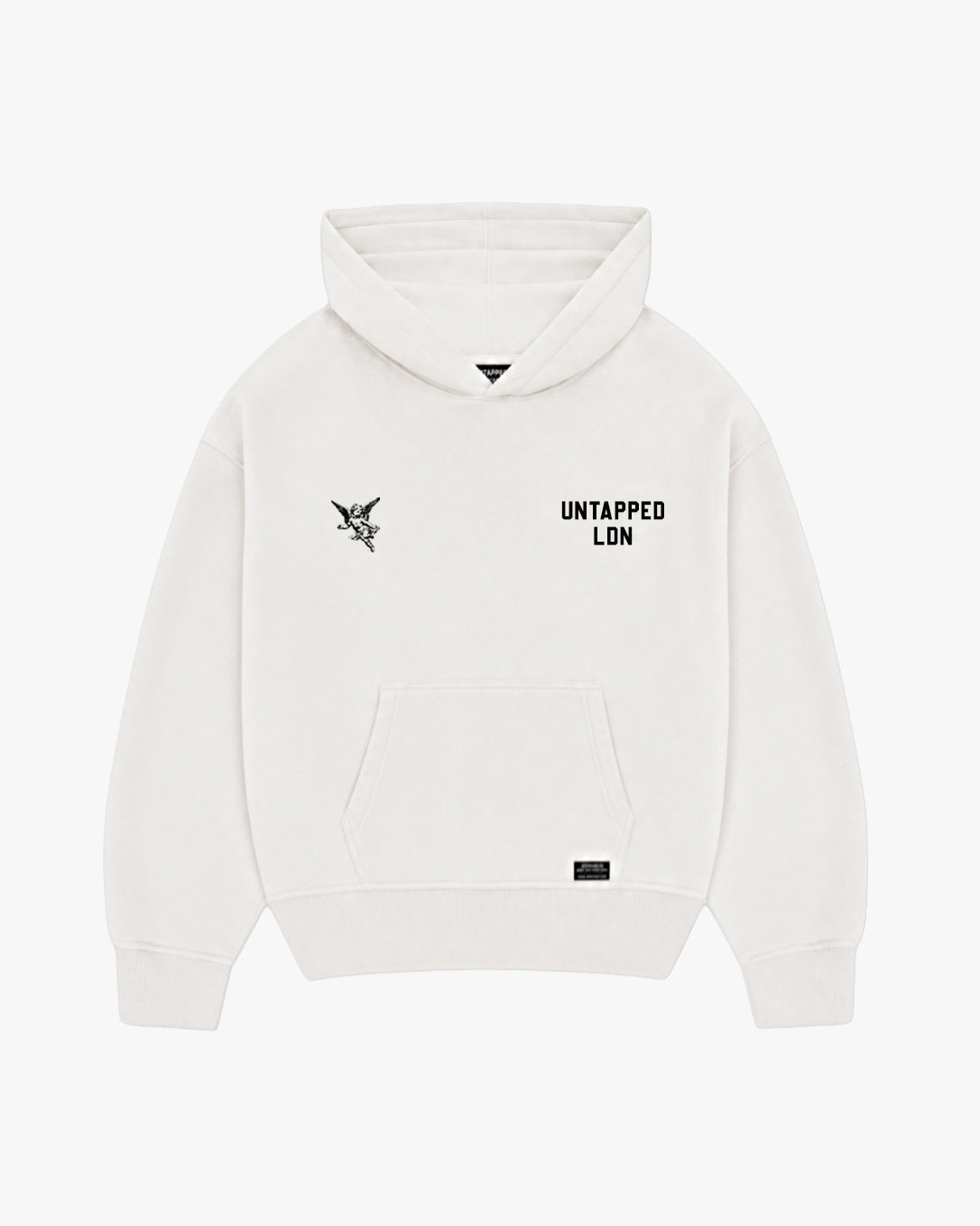 Untapped London Heritage Hoodie in Vintage White, oversized heavyweight cotton hoodie
