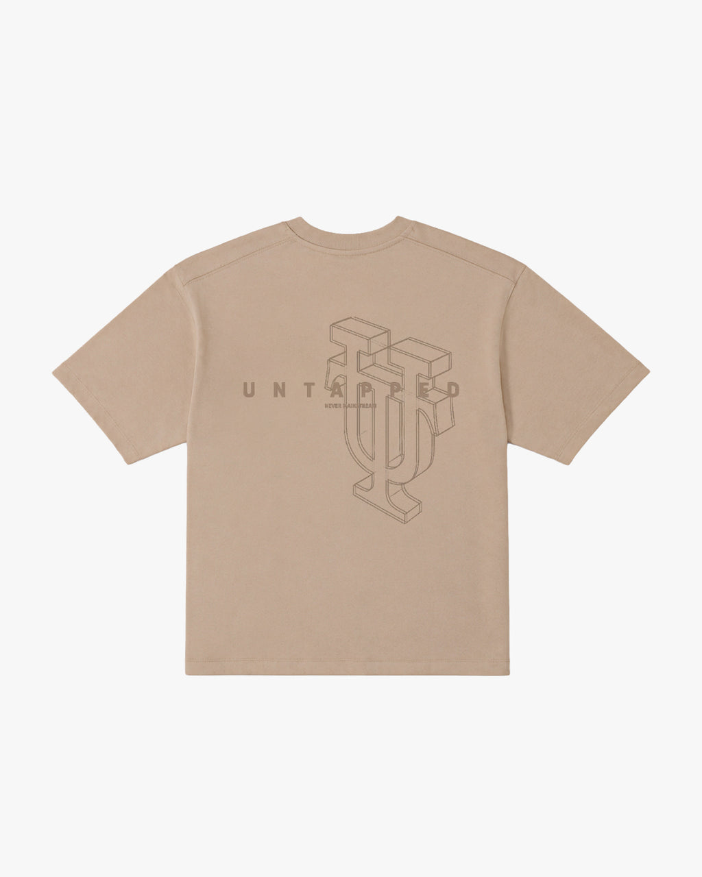 Untapped London Monogram Tee in Stone Beige, oversized heavyweight cotton t-shirt with HD print