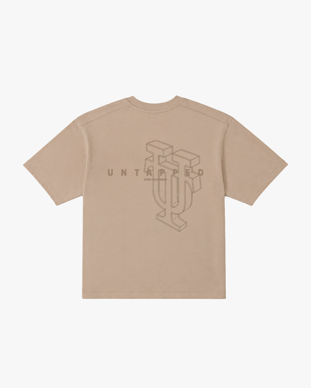Untapped London Monogram Tee in Stone Beige, oversized heavyweight cotton t-shirt with HD print