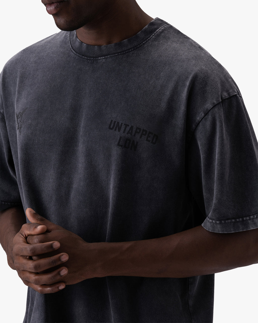 Untapped London Heritage Tee in Aged Charcoal, heavyweight cotton t-shirt with screen print