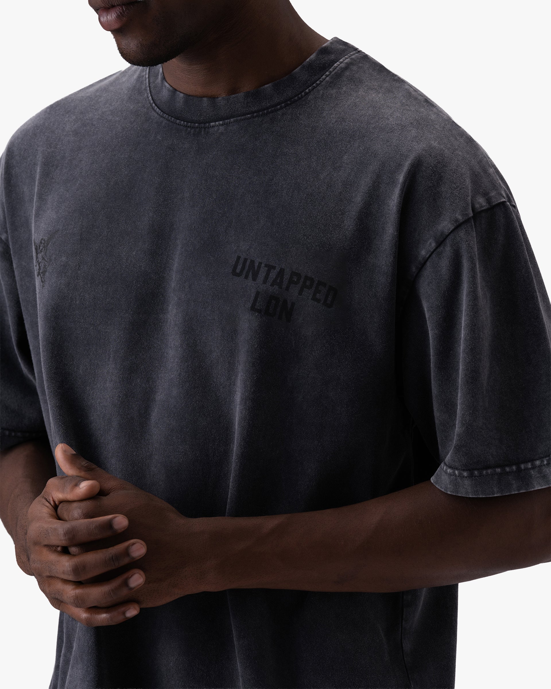 Untapped London Heritage Tee in Aged Charcoal, heavyweight cotton t-shirt with screen print