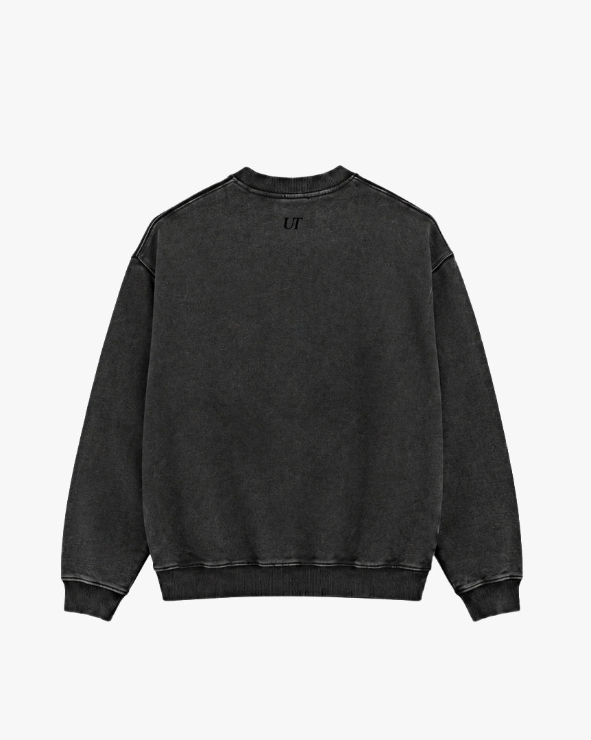 Untapped London Heritage Crew sweatshirt in Aged Charcoal, heavyweight loopback cotton