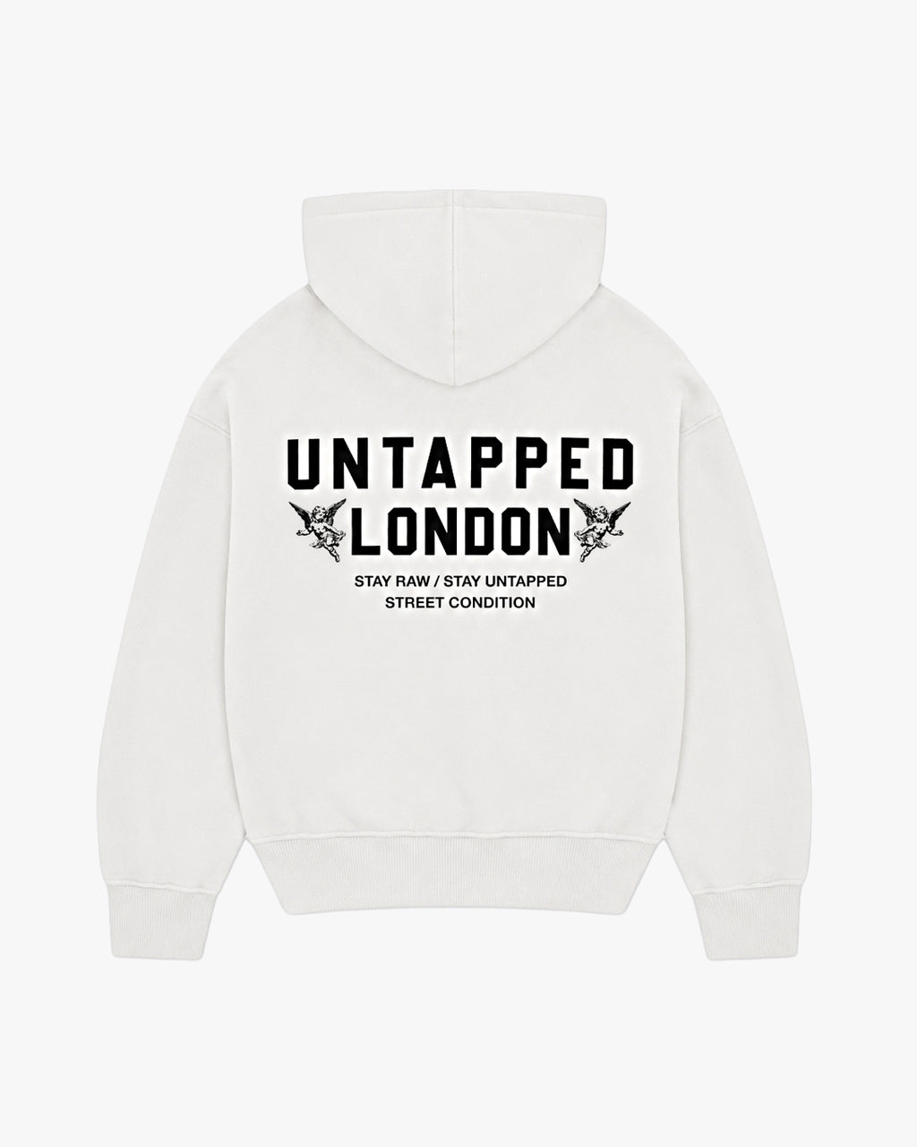 Untapped London Heritage Hoodie in Vintage White, oversized heavyweight cotton hoodie