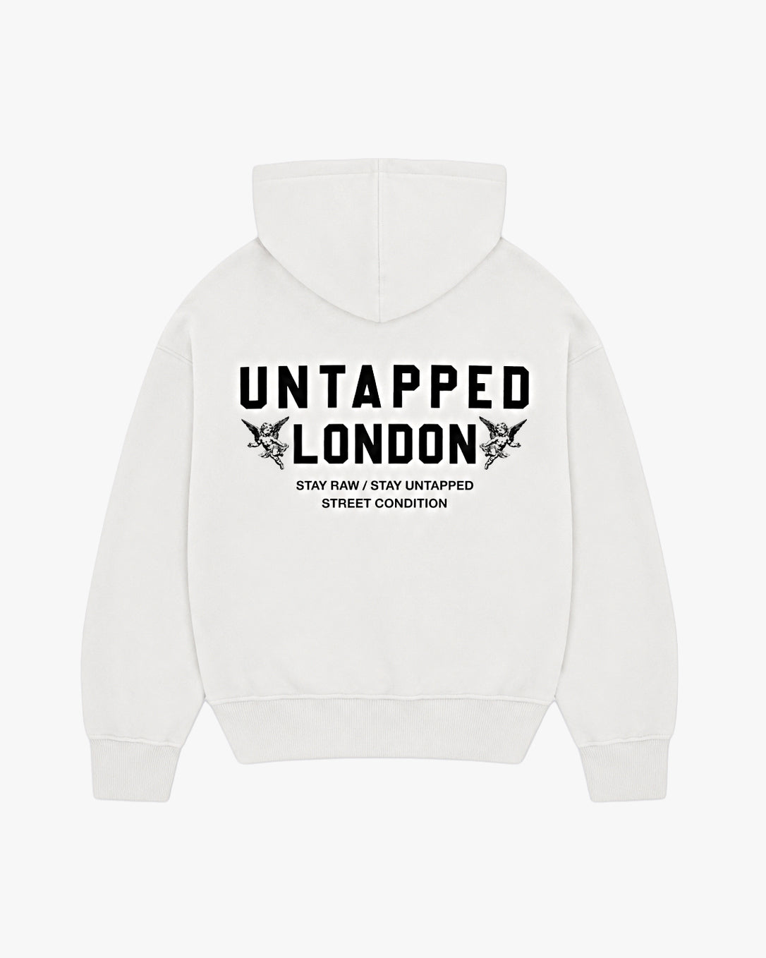 Untapped London Heritage Hoodie in Vintage White, oversized heavyweight cotton hoodie
