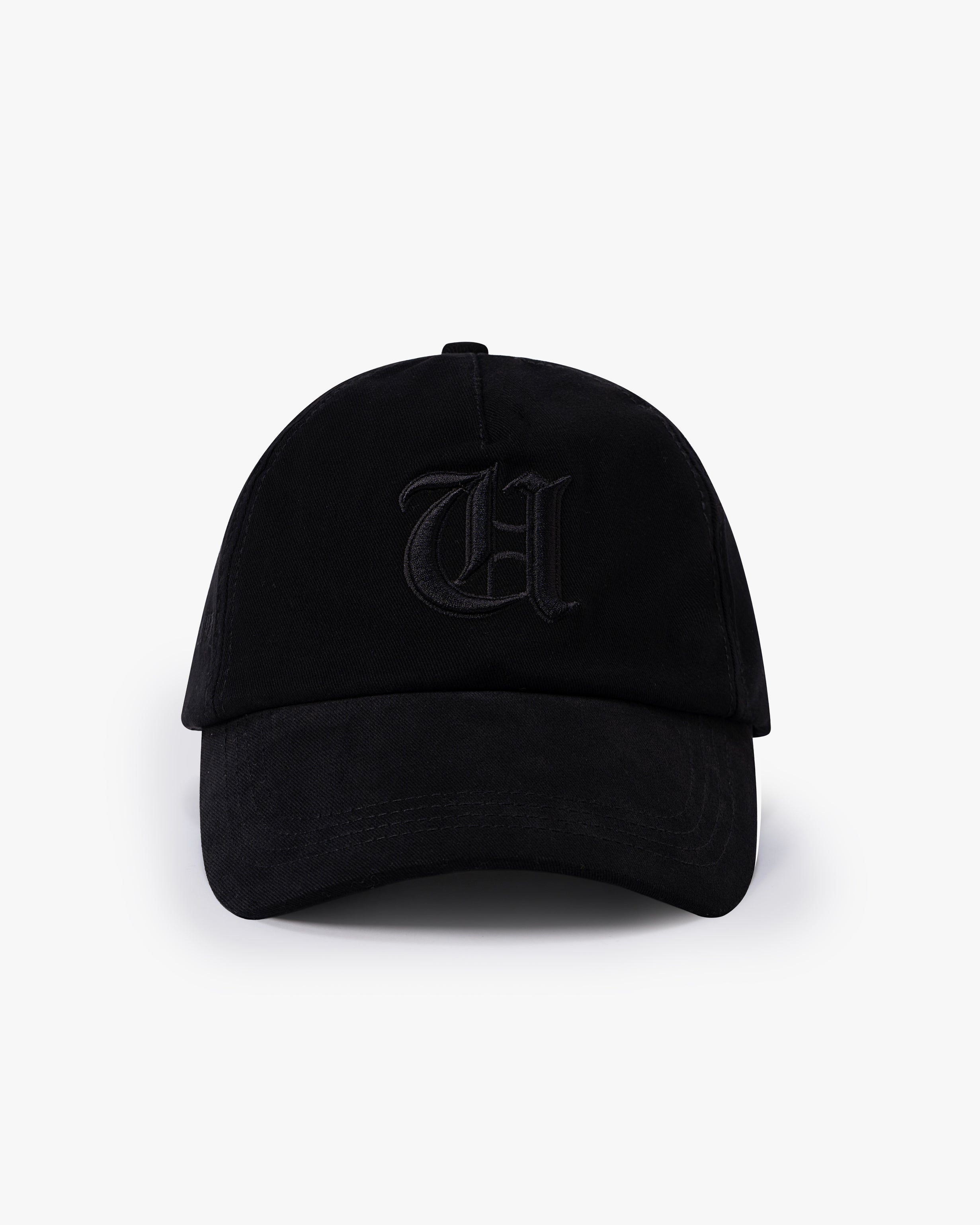 Untapped London UT Monogram Cap in Uniform Black, structured cotton twill cap