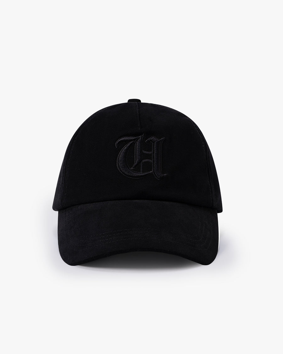 Untapped London UT Monogram Cap in Uniform Black, structured cotton twill cap