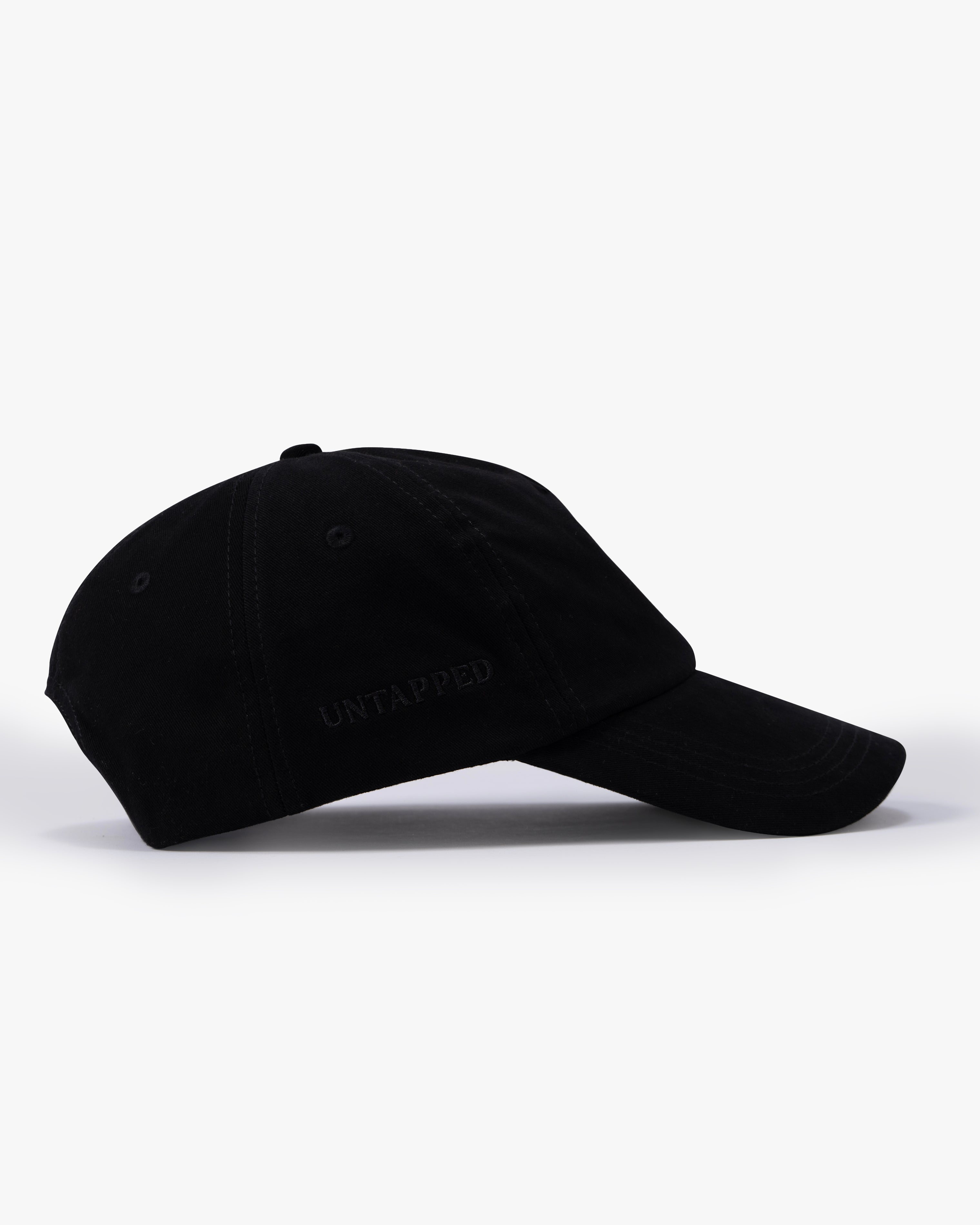 Untapped London UT Monogram Cap in Uniform Black, structured cotton twill cap