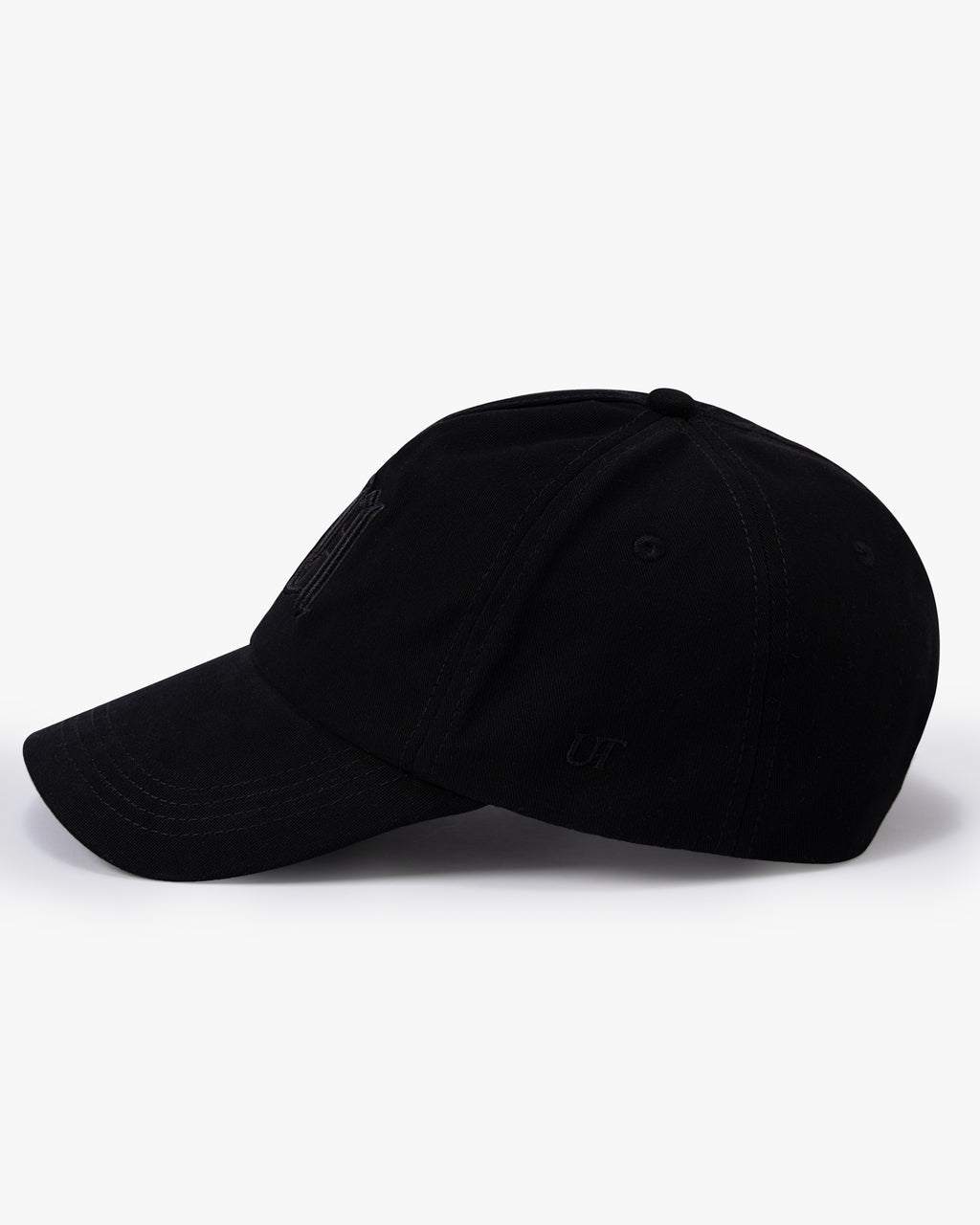 Untapped London UT Monogram Cap in Uniform Black, structured cotton twill cap