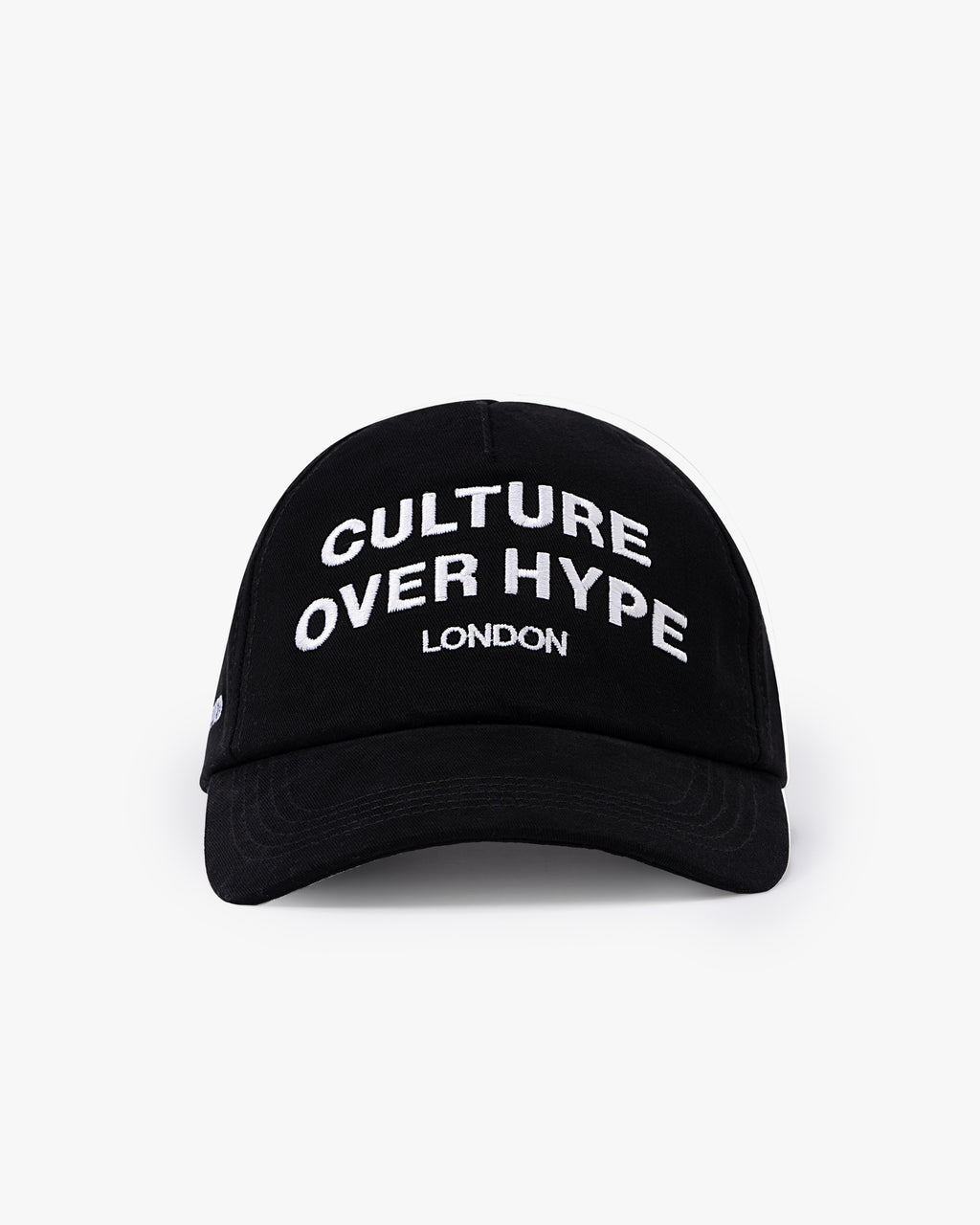 Untapped London Culture Cap in Vintage Black, structured 5-panel cotton twill cap