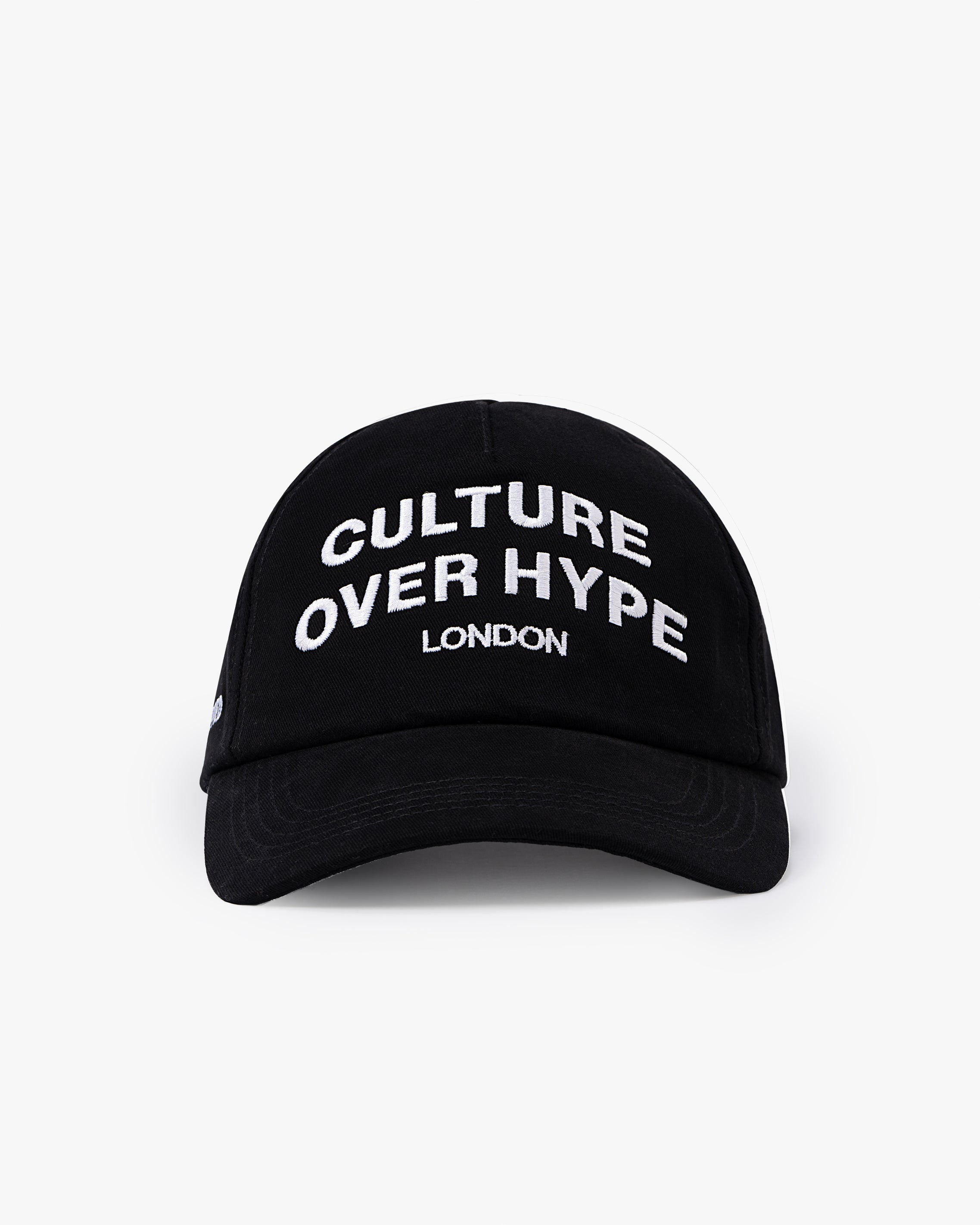 Untapped London Culture Cap in Vintage Black, structured 5-panel cotton twill cap