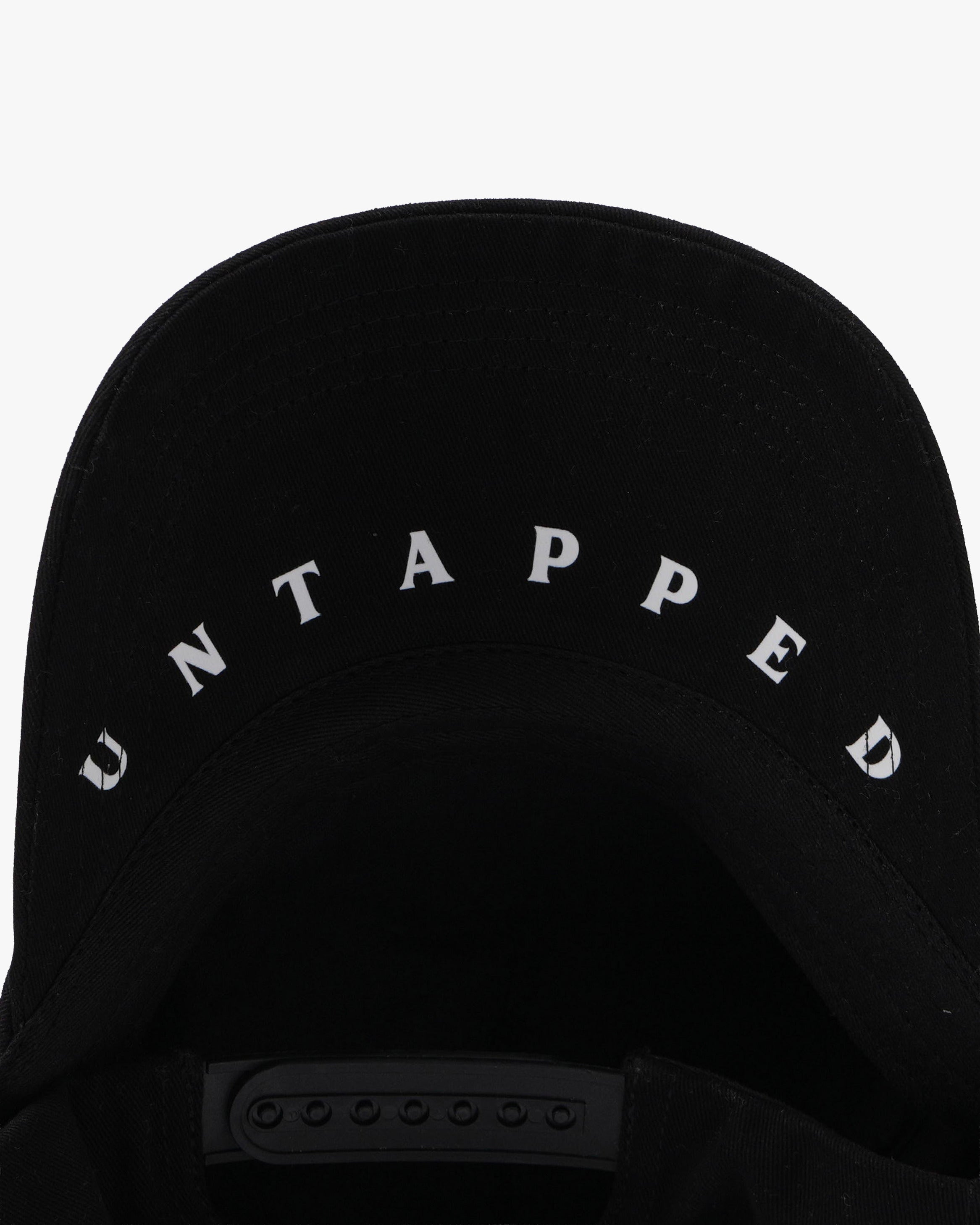 Untapped London UT Monogram Cap in Uniform Black, structured cotton twill cap