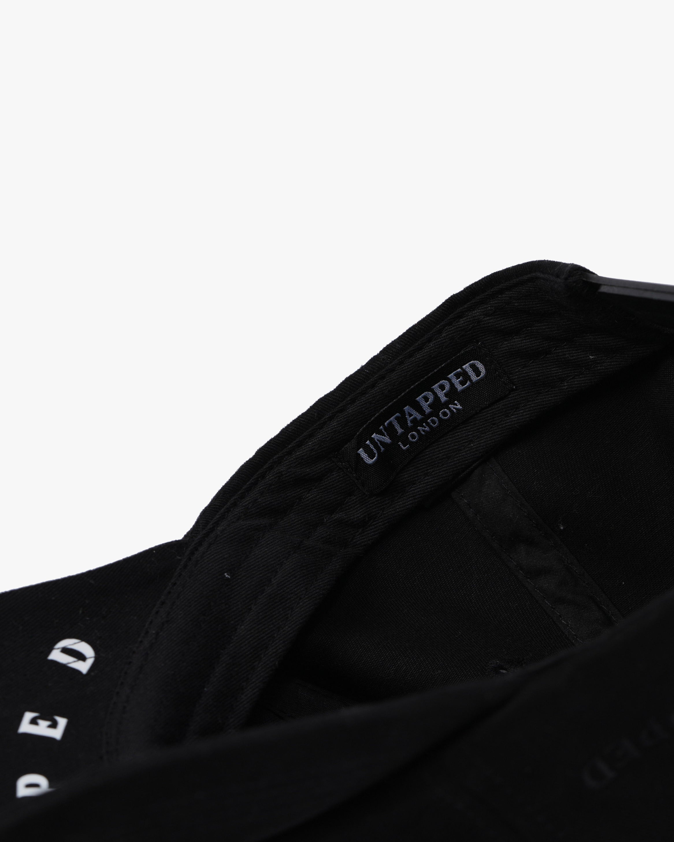 Untapped London Culture Cap in Vintage Black, structured 5-panel cotton twill cap