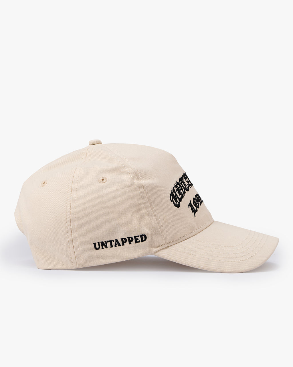 Untapped London London Script Cap in Stone Beige, structured cotton twill cap