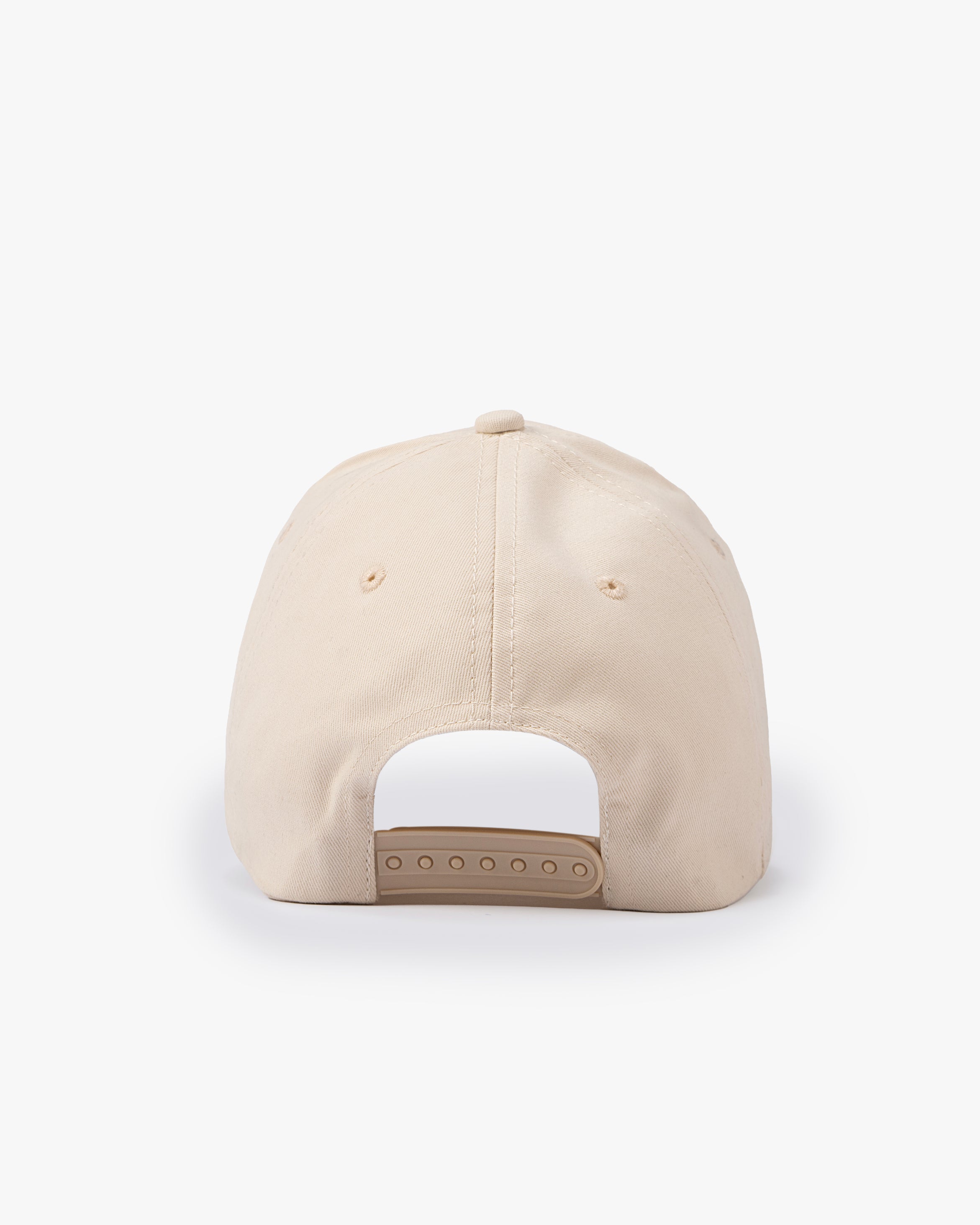 Untapped London London Script Cap in Stone Beige, structured cotton twill cap
