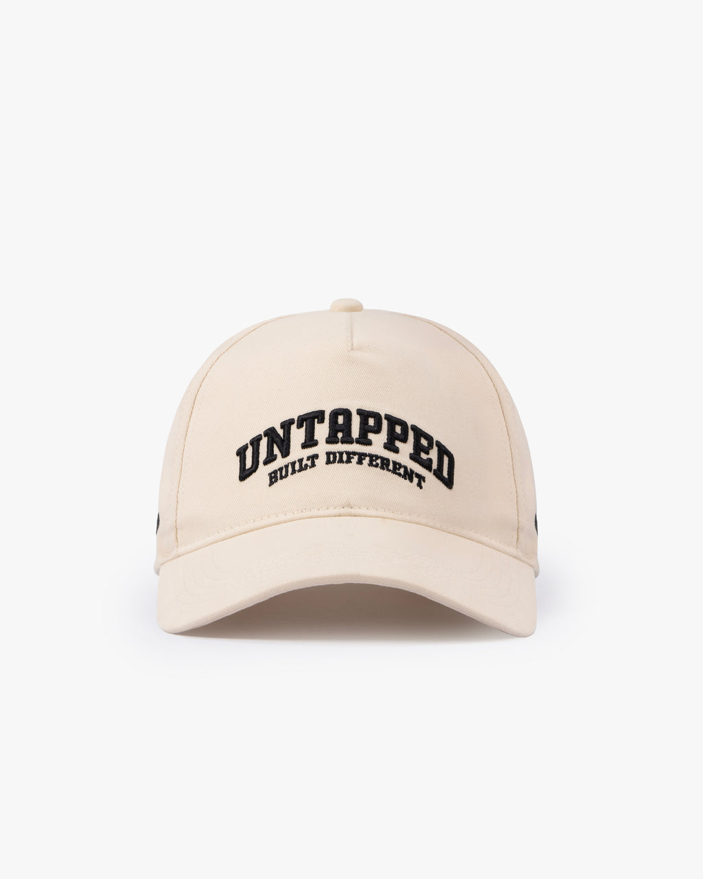 Untapped London Built Different Cap in Stone Beige, structured cotton twill cap