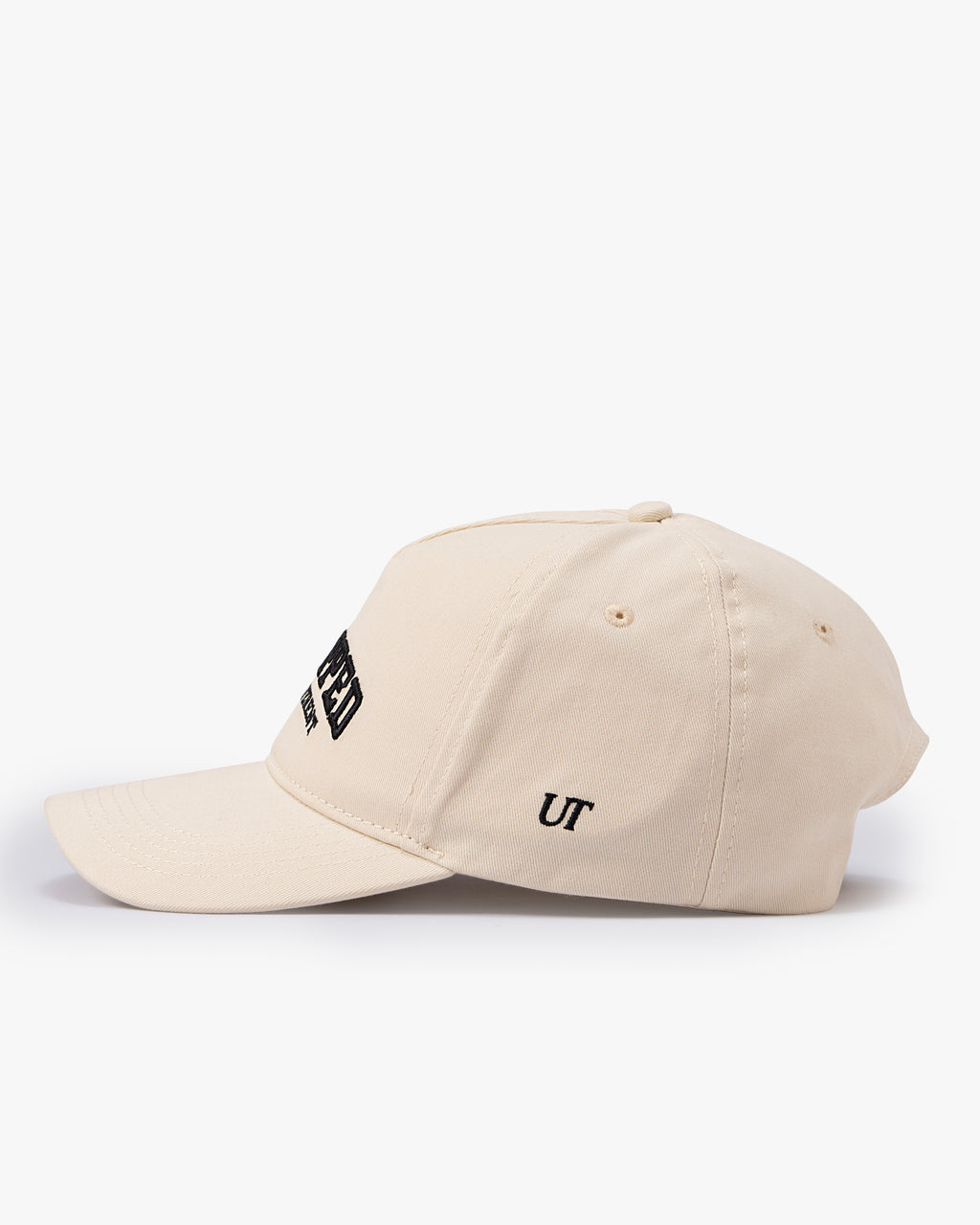 Untapped London Built Different Cap in Stone Beige, structured cotton twill cap