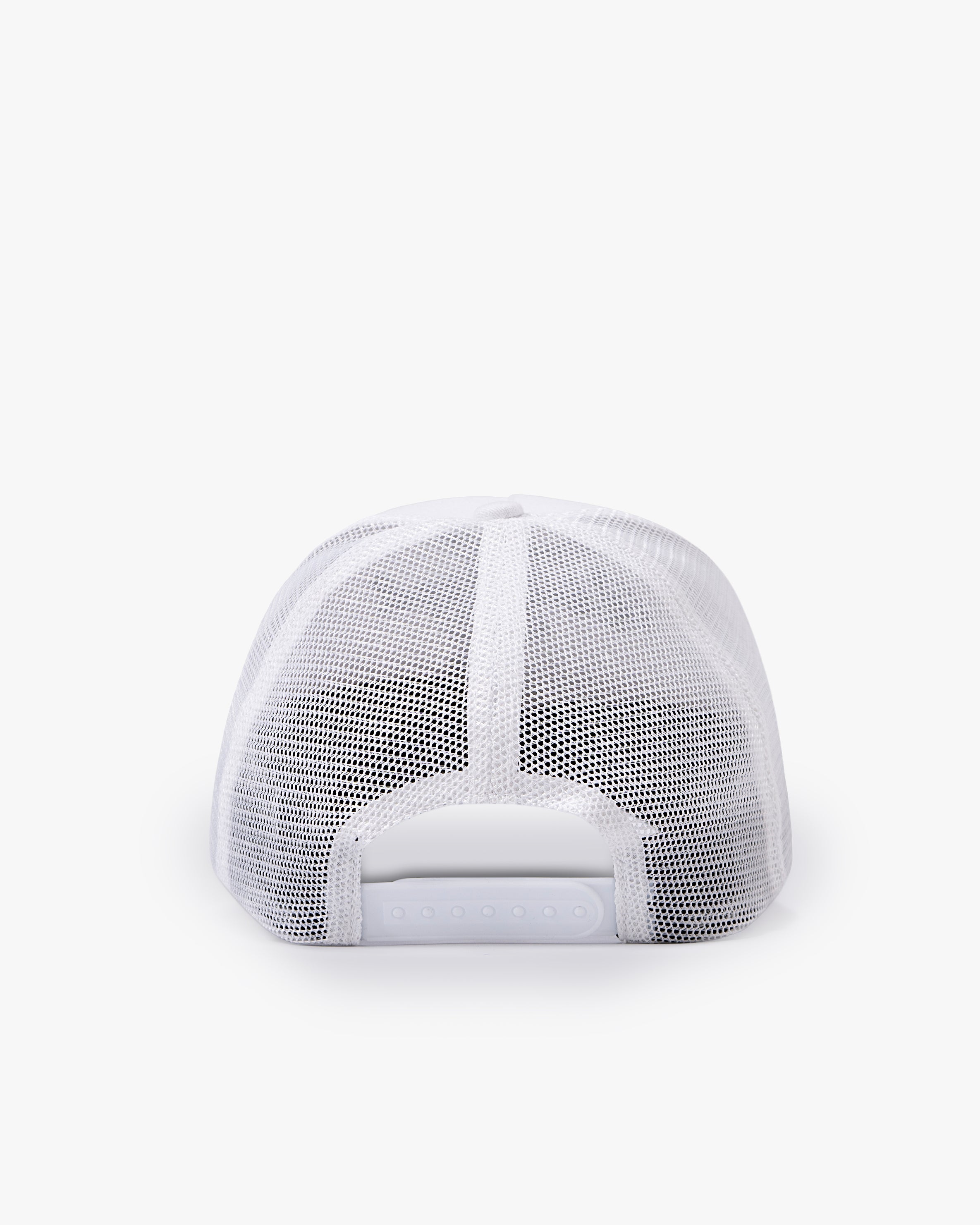 Untapped London Cherub Trucker cap in Stone Beige, cotton twill and mesh trucker cap